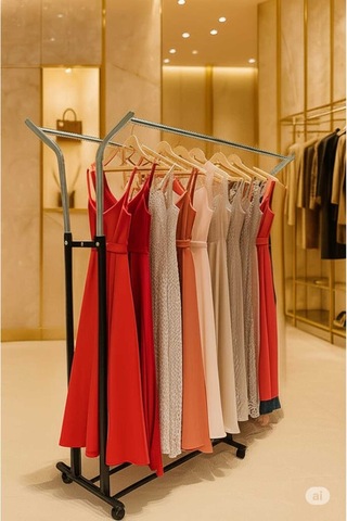 V Ayarlı 105 Cm En Çelik Konfeksiyon Elbise Askılık Tekerli Demonteportmanto Raf Home Hanger Siyah