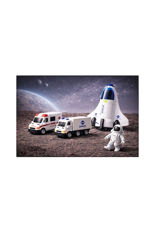 Uzay İstasyon Oyuncağı Set Oyuncak Roket Uzay Mekiği Uzay Aracı Ay Taşıtı Astronot Ambulans