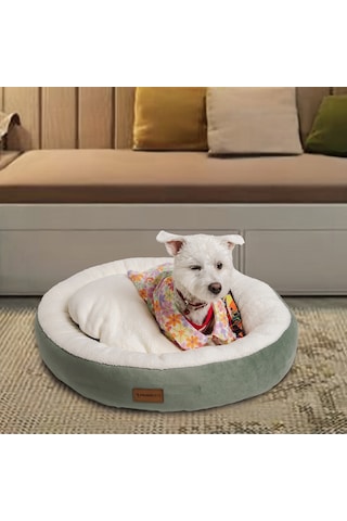 Peluş Minderli Küçük Ve Orta Irk Kedi Köpek Yatağı 62x65 Cm - Yeş