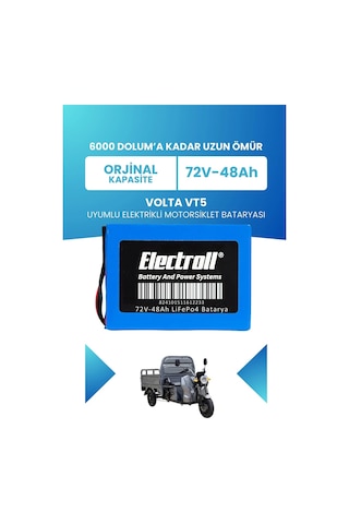 Volta Vt5 Uyumlu Batarya Standart Kapasite Lifepo4 72v 48ah Elektrikli Motorsiklet Bataryası
