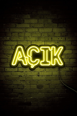 Açık Yazısı Neon Led Dükkan - İşyeri - Kapı Yazısı Sarı Sarı