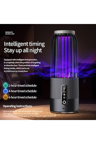 Motion003 Gümüş Akışı Sivrisinek Lambası 1200mah Usb Şarjlı Taşınabilir Elektrikli 3 Seviyeli Zamanlayıcı Gece Lambası Işık Kontrollü