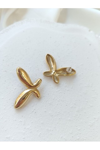 Çelik Kelebek Küpe Altın