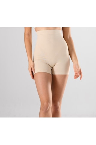 Nacar Store Kadın 1 Beden Küçülten Yüksek Bel Boxer Slikonlu Ten Rengi Dikişsiz Korse