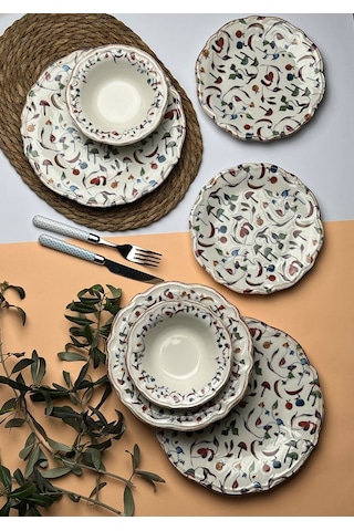 Tabak Evi Fulya Colorido Porselen Yemek Takımı 6 Kişilik 24 Parça