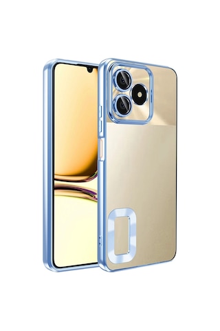 Realme C53 Kılıf Kamera Korumalı Logo Gösteren Zore Omega Kapak Sierra Mavi