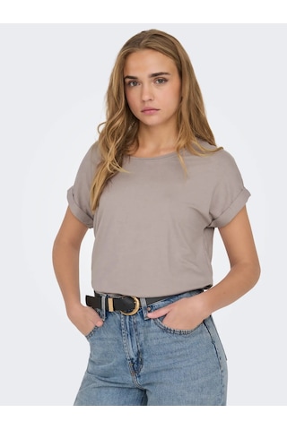 Only Kadın Kısa Kollu Bisiklet Yaka Kahverengi T-shirt - 15106662