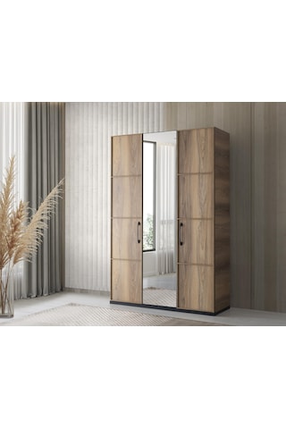 Beyoğlu Modern 3 Kapaklı Çekmeceli Elbise Dolabı Gardrop 130cm