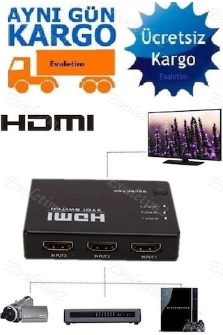 Ir Alicili Hdmi Çoklayıcı 3 Port Switch 4678P Kumanda Çoklu Cihaz