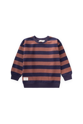 Cigit Çizgili Triko Sweatshırt 2-12 Yaş Lacivert Kahve Lacivert Kahve
