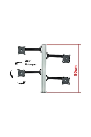 Tarix MA-06 17"-27" Masa Üstü Dörtlü Monitör Askı Aparatı