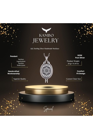 925 Ayar Gümüş Kolye - Davud Yıldızı Aksesuarı İle Yılan Detaylı Kolye Gümüş