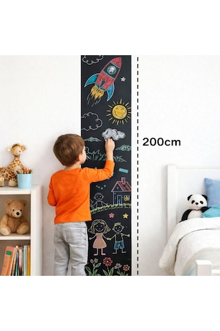 Dyrıs Kendinden Yapışkanlı Yazı Tahtası 45x200 Cm Silinebilir Kara Tahta Duvar Stickerı Siyah