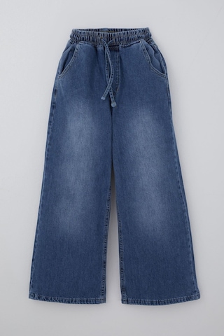 Breeze Kız Çocuk Jean Pantolon Bağcıklı Bel Kısmı Lastikli 7-12 Yaş, Mavi