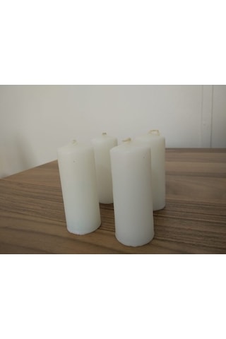 4'Lü Kokusuz Beyaz Bozkurt Silindir Mum 3.5*9Cm (361460208)