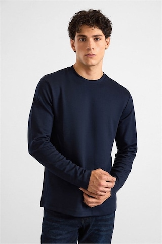 Süvari Lacivert Regular Düz Baskısız İnterlok Bisiklet Yaka Cepsiz Düz Sweatshirt Ssw2013700035-m09