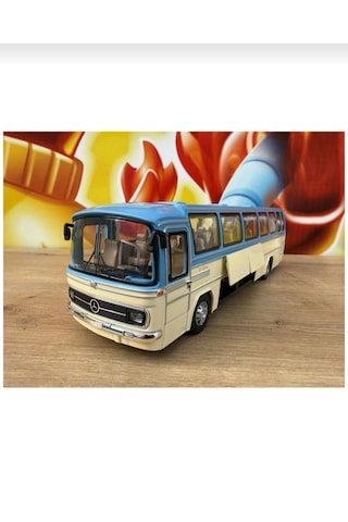 1:24 Mercedes Benz Otobüs Eski Nostaljik Otobüs Krem-mavi 25cm