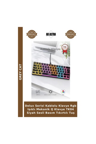 Delux Serisi Kablolu Klavye Rgb Işıklı Mekanik Q Klavye Tk04 Siyah Sesli Basım Tıkırtılı Tuş