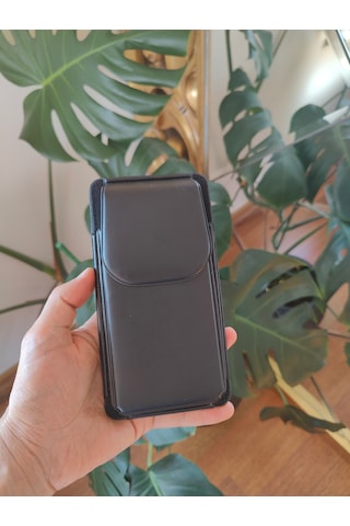 Kemere Takılan Suni Deri Dikey Lüks Kılıf Büyük Boy Mıknatıslı Dik 17x8 Cm Siyah
