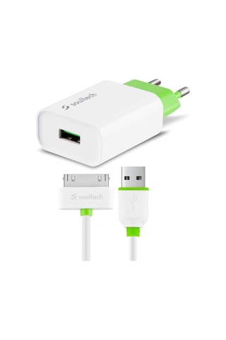 Soultech 1.1A Apple Uyumlu iPhone 4G/4S Comfort Seyahat Şarjı + Usb Kablo - S