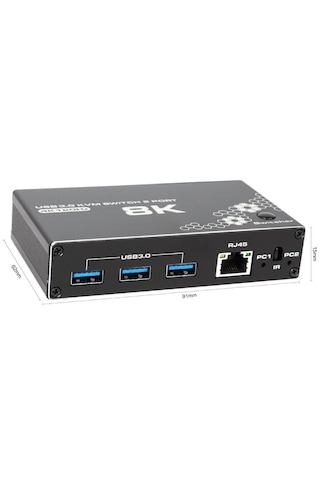 4669 Kumandalı Usb 3.0 4k Hdmi Kvm Switch 2 Port Rj45 Ethernet Pc