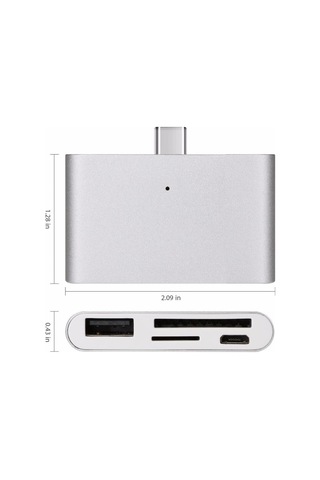 Usb Type-c 3.1 Çok Fonksiyonlu Hub Adaptör, Sd Ve Microsd Tf Kart Okuyucu, Usb-a Port, Gümüş Alüminyum