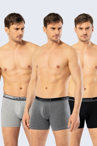 Cacharel 1338 Erkek 3'lü Likralı Uzun Paça Boxer-siyah&antrasit&gri Gri