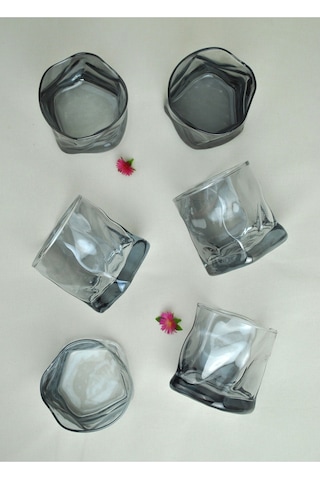 6 Adet Hologramlı Viski Kokteyl Bardağı Kadehi Pinterest Meşrubat Bardak 6'lı 280 Ml Siyah Gri