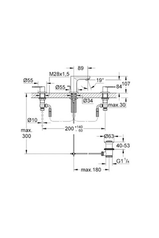 Grohe Eurosmart Cosmo 3 Delikli Lavabo Bataryası 20187000