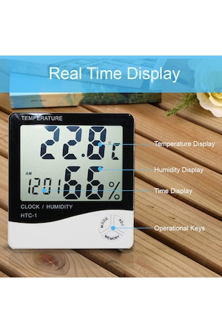 Youtek Ev İçi Sıcaklık Ve Nem Ölçer, Siyah-beyaz, Dahili Pil, Maks-min Kaydı, Saat Gösterimi, Hassas Ölçüm Aralığı -50 C/+70 C, 20%-99% Rh Siyah - Beyaz