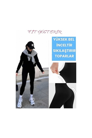 Uniquetrenders Yüksek Bel Toparlayıcı Çift Kat Korse Tayt Dikişsiz Korse Tayt 3 Adet Siyah