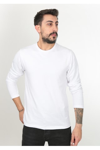 Fabio Cassani Classics Regular Fit Bisiklet Yaka Uzun Kollu Erkek Tişört 3'lü - Beyaz - Gri - Siyah