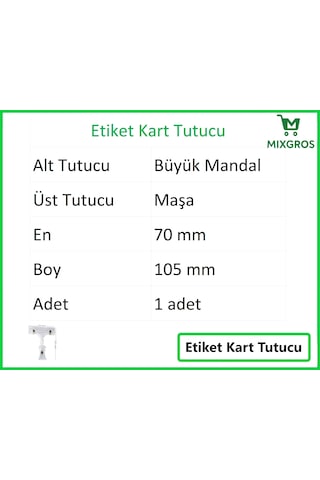 Etiket Tutucu / Maşalı / Büyük Mandal / Şeffaf / 70x105 Mm / 1 Adet