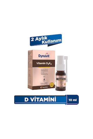 Dynavit Vitamin D3k2 10 Ml Sprey 1000ıu D3 & 20mcg K2 Vitamini - Kas & Kemik & Bağışıklık