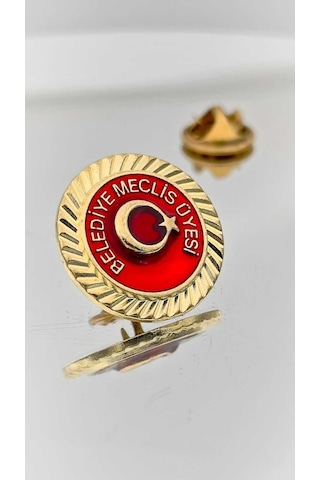 Yörük Tasarım Belediye Meclis Üyesi Altın Kaplama Mine Boyalı Yaka Rozeti Altın