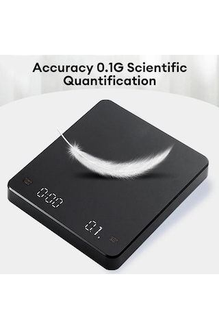 Novahub Zamanlayıcı Dijital Kahve Terazisi, Led Ekran, Espresso, 3 Kg Maks. Ağırlık, 0.1 G Hassasiyet, Usb Şarj, Mutfak Terazisi Siyah