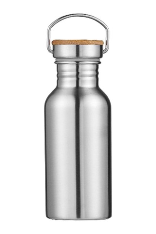 Suntek Paslanmaz Çelik Spor Bisiklet Su Şişesi Bambu Kapak 500 ML Gri