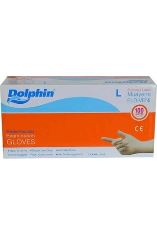 Dolphin Pudrasız Beyaz Lateks Muayene Eldiveni 20 x 100'lü