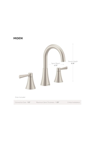 Moen Ronan Mat Siyah İki Kulplu Yaygın Modern Banyo Bataryası, Va Diğer