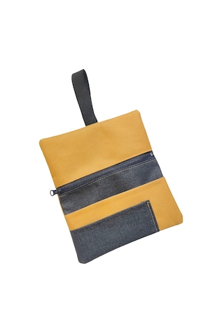 Sarı Su Geçirmez Fermuarlı İmperteks Kumaş Tütün Kesesi Çantası Tütünlük Rd49 Sarı