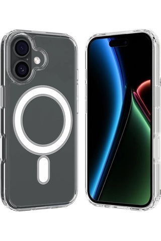 Teknomoda Apple Uyumlu iPhone 17 Kılıf Magsafe Wireless Kablosuz Şarj Manyetik Şeffaf Silikon Kapak Şeffaf