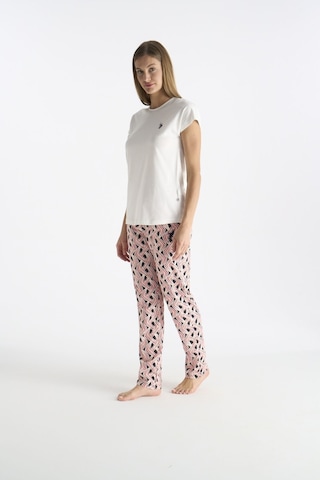U.S. Polo Assn. U.s Polo Assn. 20248 Kadın Bisiklet Yaka Kısa Kollu Pijama Takımı-ekru