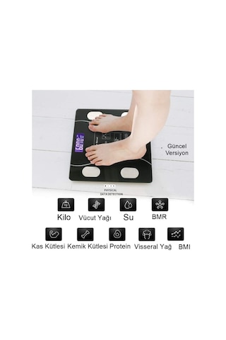 Büro Ev Ofis Hediyesi İçin Bluetooth Özellikli Akıllı Tartı Beyaz - Gri