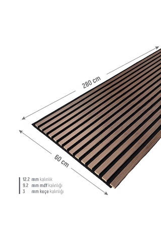 Akustik Ahşap Duvar Paneli Lambiri Açık Ceviz 60 280 Cm