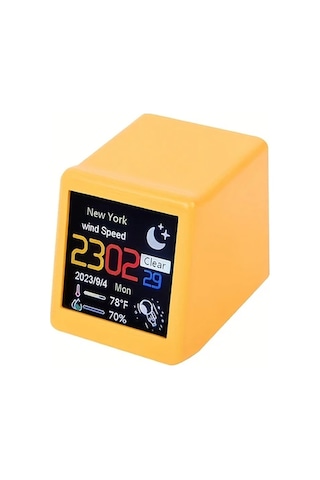 Motion003 6'lı Akıllı Wifi Hava Durumu İstasyonu Sarı Sıcaklık Nem Rüzgar Hızı İzleme Dijital Saat Ev Ofis Masaüstü Dekoru