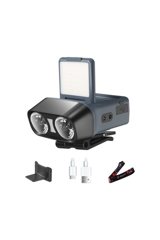 Vkemall Kulaküstü Cob Led Feneri, 5 Işık Modu Ve Sürekli Dimmleme, 1500mah Pil, Ipx4 Su Geçirmez, Entegre Kask Klembi Ve Baş Taşıyıcı