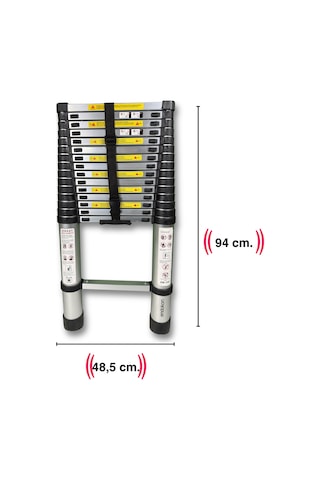 Endokon 470 Cm. - 16 Basamaklı Teleskopik Alüminyum Merdiven - I Tipi Uzayan Merdiven