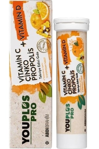 Youplus Pro Vitamin C D Çinko Propolis 15 Efervesan Tablet