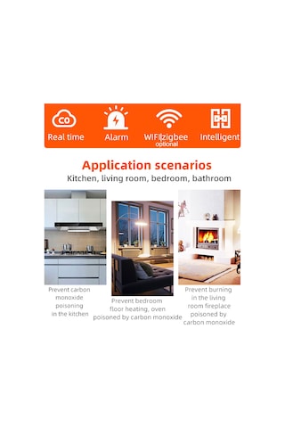 Tuya Zigbee Co Dedektörü Taşınabilir Karbon Monoksit Çok Renkli
