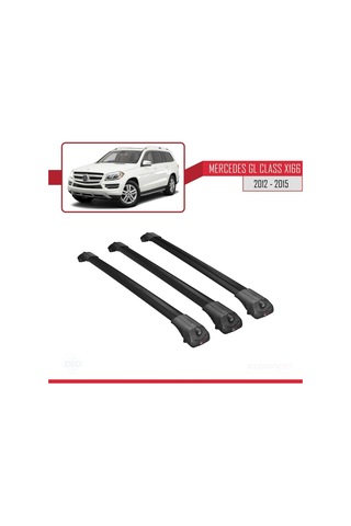 Mercedes Gl Class X166 2012-2015 Arası İle Uyumlu Ace-1 Ara Atkı Tavan Barı Siyah 3 Adet Bar